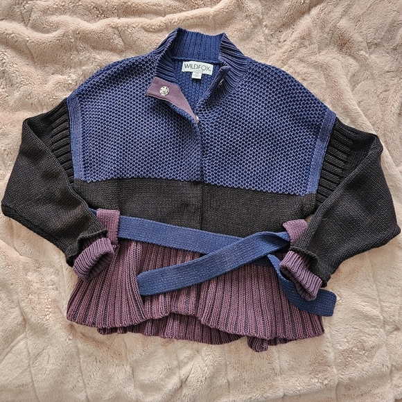 Wildfox Size XS barb knit sweater block waist tie cardigan white Free Shipping - Picture 3 of 8